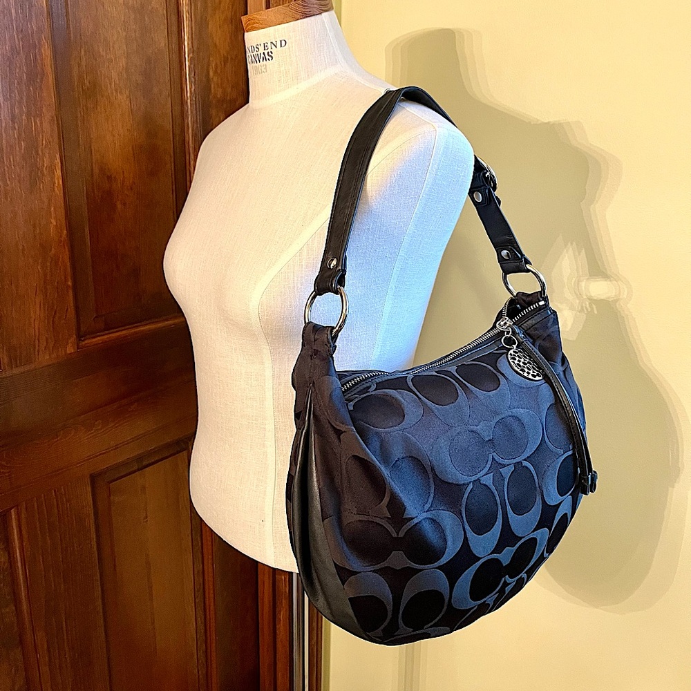 Coach Signature Print Canvas Hobo Sling Bag